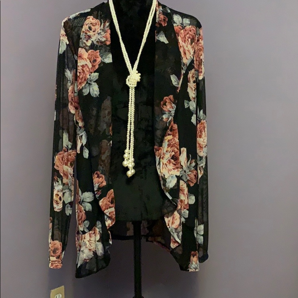 Floral mesh blazer